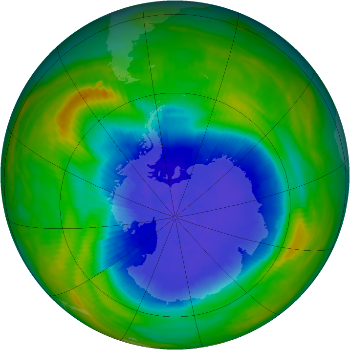 Antarctic ozone map for 28 September 1985
